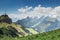Panorama view of Alpstein mountain with lake of Ebenalp. Appenzell, Switzerland