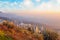 panorama view of Assisi skyline and at sunset