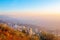 panorama view of Assisi skyline and at sunset