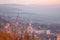 panorama view of Assisi skyline and at sunset