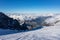 Panorama view of Austrian ski region of Hintertux Glacier in the region of Tyrol with a view to Ziller valley