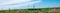 Panorama view barbed wire fencing and post under sunny cloud blue sky over free ranch farming cattle cow grazing in rural location