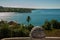 Panorama with a view of the Bay and the Fortress Fortaleza de Jagua. Cuba, Cienfuegos.