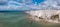 Panorama view of the Beachy Head Lighthouse in the English Channel and the white cliffs of the Jurassic Coast