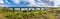 A panorama view of the Bennerley Viaduct over the Erewash canal