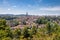 Panorama view of Bern old town between maple trees, Switzerland