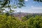 Panorama view of Bern old town between maple trees, Switzerland