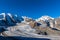 Panorama view of Bernina massive and Morteratsch glacier