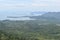 Panorama view from a big rock over Krabi at the jungle hiking trail to dragon crest in Khao Ngon Nak in Krabi, Thailand, Asia