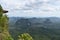 Panorama view with a big rock over Krabi at the jungle hiking trail to dragon crest in Khao Ngon Nak in Krabi, Thailand, Asia