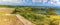 A panorama view from the Blockhouse viewpoint in Antigua