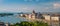 Panorama view from Buda at the parliament with Danube river in Budapest