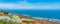 Panorama view of Cape Town and the ocean, South Africa with paragliding People