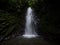 Panorama view of Cascada de Reina waterfall in tropical rain cloud forest Mindo valley jungle Nambillo Ecuador andes