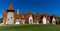 Panorama view of the Castelul de Lut Valea Zanelor fairy tale castle and hotel in central Romania