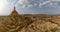 Panorama view of the Castildetierra cliff and desert grasslands in the Bardenas Reales desert in northern Spain