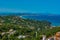 Panorama view of Catalan coastline from Begur castle