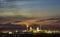 Panorama view of cement plant and power sation at night in Ivano-Frankivsk, Ukraine