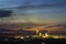 Panorama view of cement plant and power sation at night in Ivano-Frankivsk, Ukraine