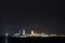 Panorama view of cement plant and power sation at night in Ivano-Frankivsk, Ukraine