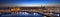 Panorama view of the center of Amsterdam at night from a high point of view.