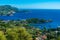 Panorama view of coastline of Paleokastritsa on Greek island Cor