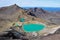 Panorama view of colorful Emerald lakes and volcanic landscape, Tongariro Alpine Crossing, North Island, New Zealand