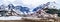 Panorama View of the Columbia Icefields in Jasper national Park, Alberta, Canada at spring time