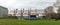 Panorama view of the Council of Europe in Strasbourg with the flags of member nations