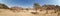 Panorama view of desert view on extreme heat weather.