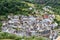 Panorama view on Eifel village Monreal with half-timber houses and river Elsbach, Germany
