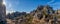 Panorama view of the El Torcal Nature Reserve in Andalusia with ist strange karst rock formations with a sun star