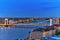 Panorama View on Elisabeth Bridge and Budapest,bridge connecting