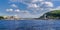 A panorama view of the Elizabeth bridge and the Liberty Statue in Budapest