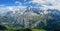 Panorama view of the famous peaks: Eiger, Monch and Jungfrau of