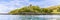 A panorama view from the Firth of Lorn towards Dunollie Castle at Oban, Scotland