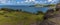 A panorama view from Fort Louis along the northern shoreline above the settlement of Marigot in St Martin