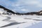 Panorama view of the frozen Davos Lake