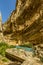 A panorama view of the Gaitanejo river as it meanders through the gorge near Ardales, Spain