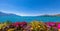 Panorama view of Geneva lake and Montreux city