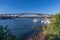 Panorama view of Gladesville Bridge Parramatta river on Sydney harbour foreshore NSW Australia.