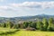 Panorama view of Grafenau in the bavarian forest with mountains small and big Rachel and mountain Lusen