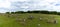 Panorama view of the grounds of the Lindholm Hills Viking burial site in northern Denmark