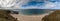 Panorama view of Gwithian Beach and St. Ives Bay in northern Cornwall