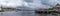 Panorama view of the harbor and city of Flensburg in northern Germany