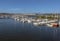 A panorama view from the harbour bridge across the harbour at La Spezia, Italy