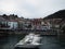 Panorama view of harbour port ship boat dock of Mundaka Mundaca town village in Biscay Basque Country Spain Europe