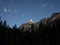 Panorama view of hill mountain peak summit at Lago di Braies Pragser Wildsee Dolomites alps South Tyrol Italy