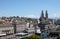 Panorama view of historic city center of Zurich with famous Grossmunster Church