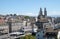 Panorama view of historic city center of Zurich with famous Grossmunster Church